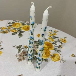 Never Used Beautiful Painted Floral Candle Sticks (Pair)
